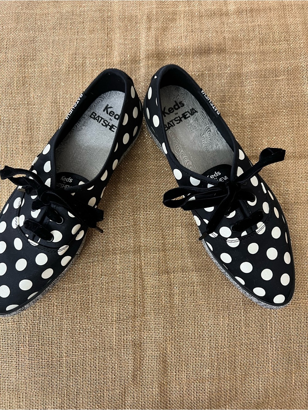 Keds Black & White Polka Dot Women's Lace-Up Flats